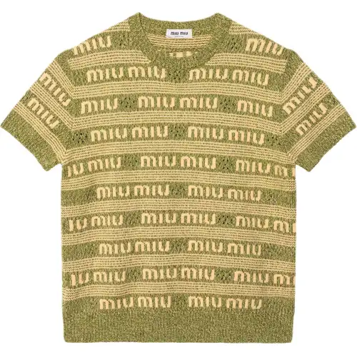MIU MIU Sweaters Women's Green Crew Neck Moderate Other