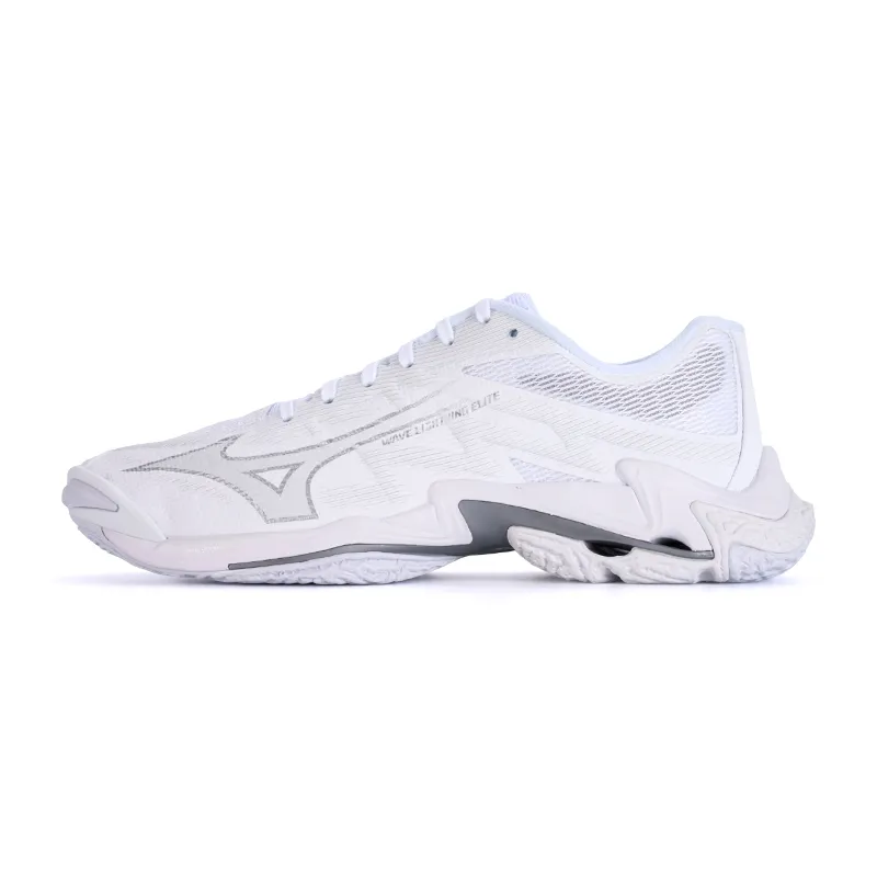 Mizuno Wave Lightning Elite Cushioning Slip Resistant Abrasion Resistant Low top Volleyball Shoes Unisex White Silver