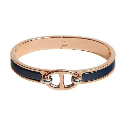 HERMES Mini Clic Chaine D'Ancre Bangles Unisex Deep Sea Blue