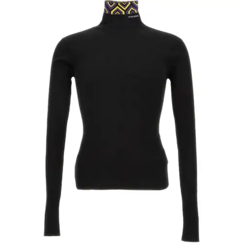 PRADA Sweaters Men's Black Stand Collar Moderate Other