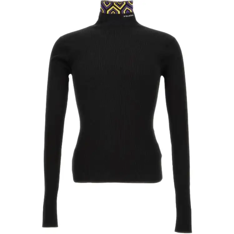 PRADA Sweaters Men's Black Stand Collar Moderate Other