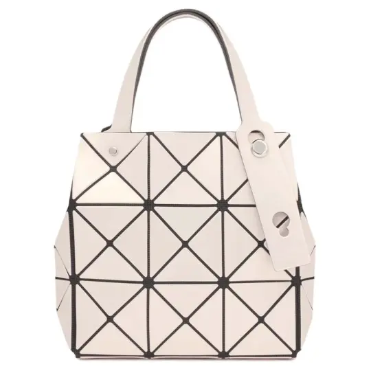 ISSEY MIYAKE CARAT March Limited Женская сумка из ПВХ с геометрическим треугольным узором светло-бежевого цвета