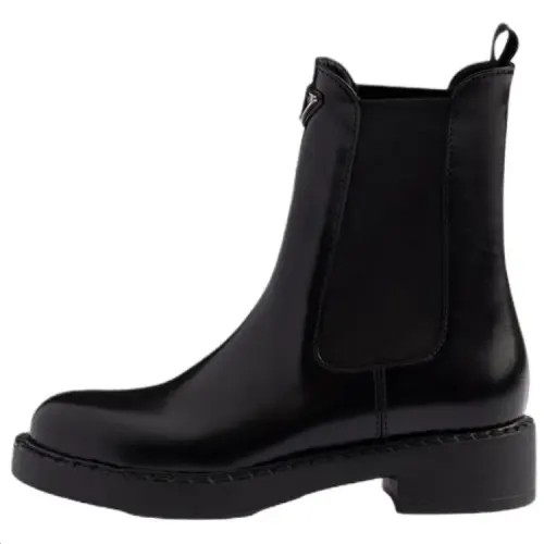 PRADA Cow Leather Chelsea Boots 5CM Women's Black