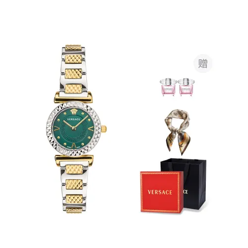 VERSACE Versace, quartz watch strap stainless steel, green dial, women's watch, perfume, gift box, design elegant jewelry, quartz mechanism, for beloved, light luxury style