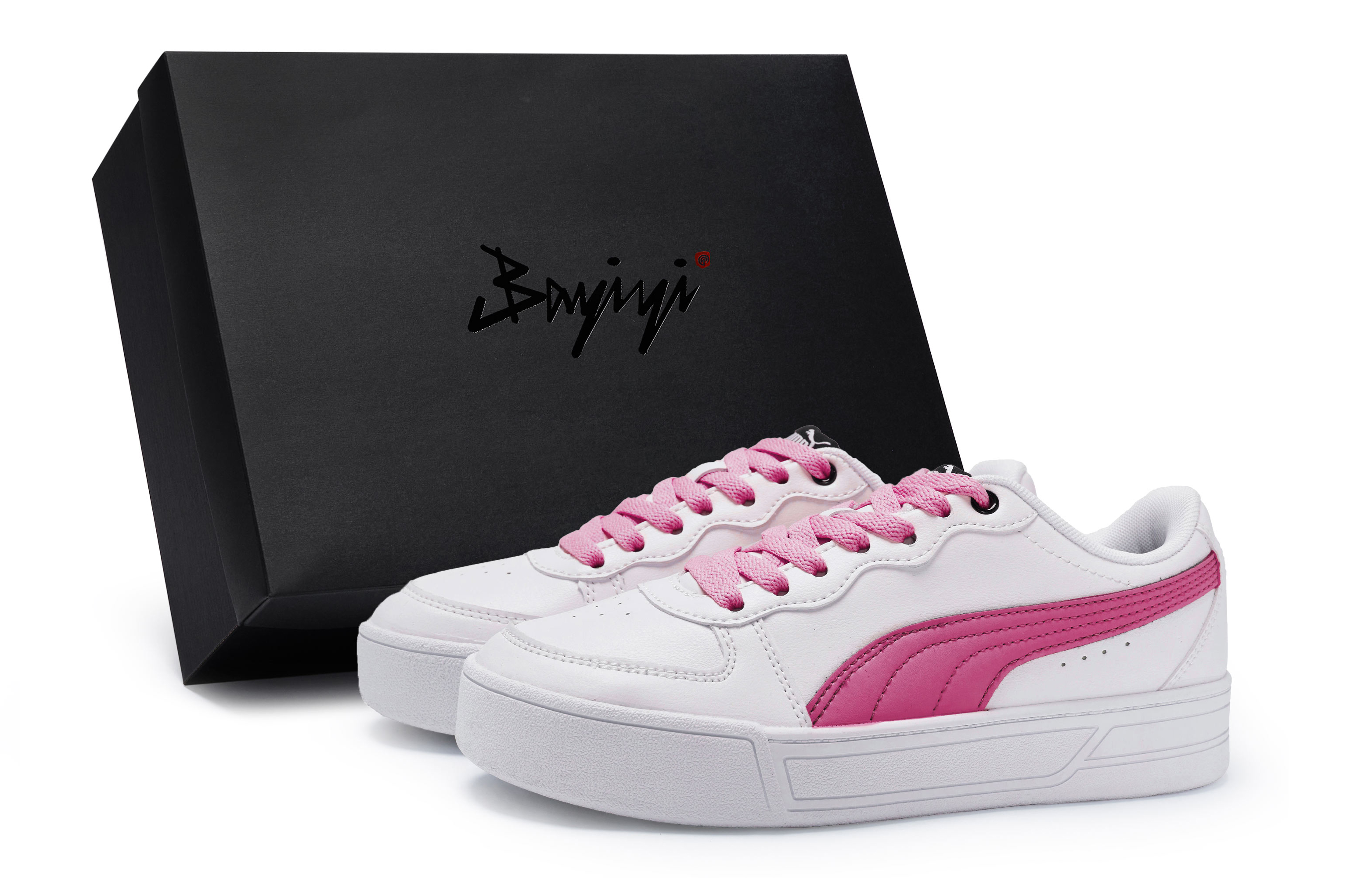 PUMA Skye Slip Resistant Lightweight Low top Skateboard Shoes Women's White Rose, Red