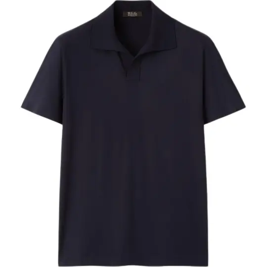 Loro Piana Sweaters Men's Marine Blue Polo Collar Moderate Other