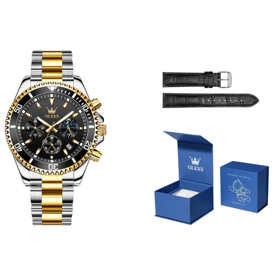 OLEVS Quartz Movement Watch Men's Watches Black Dial