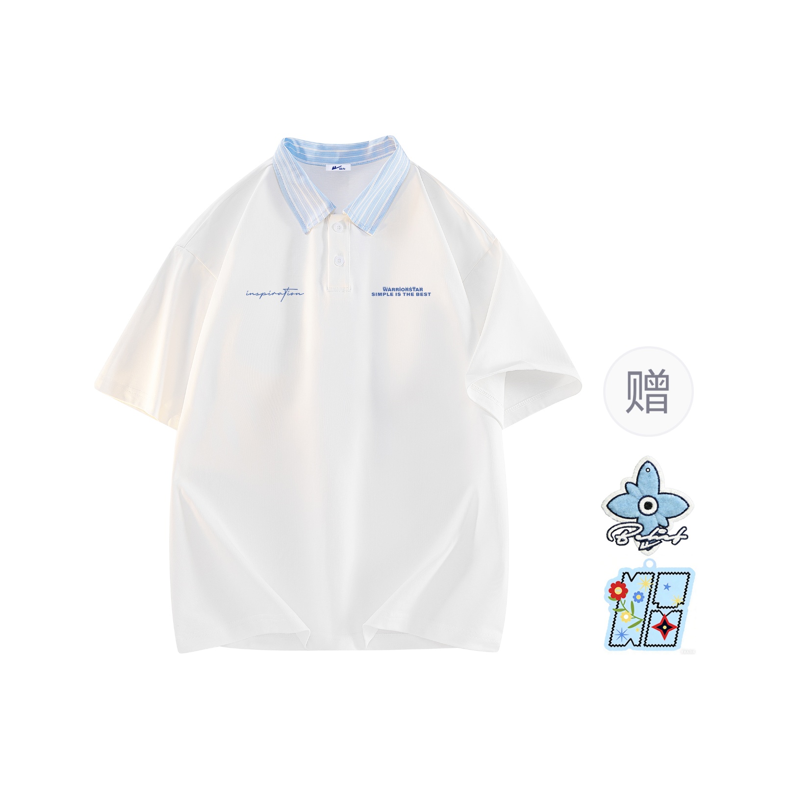 Warrior comes back to the trend and rides the wind and waves series. Daily retro classic striped splicing lapel polo shirts. Hand-signed artistic letter printing design. Versatile commuting and comfortable short-sleeved T-shirts. Same style for men and women.