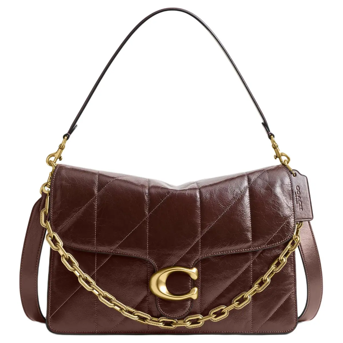 COACH Tabby Cow Leather Shoulder Bag Large Women's Maple Leaf