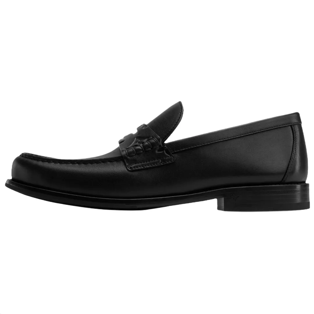 LOUIS VUITTON Major Cow Leather Loafers Men's Black