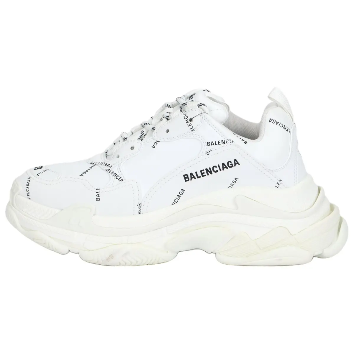 Balenciaga All Over Logo Triple S White Black