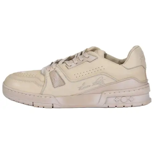 LOUIS VUITTON Trainer Cow Leather Low top Skateboard Shoes Men's Beige