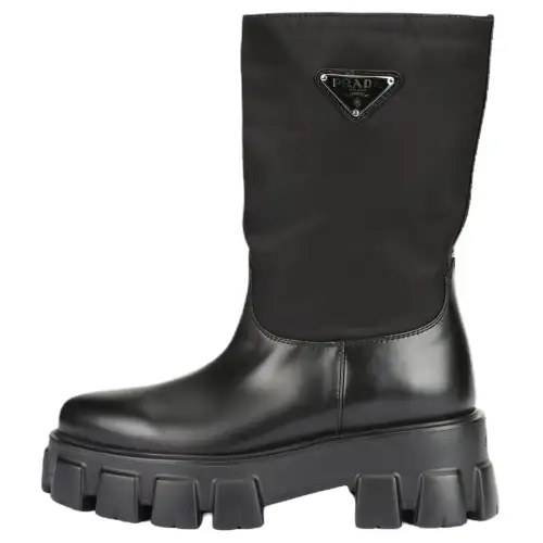 PRADA Monolith Leather Ankle Boots Women's Black