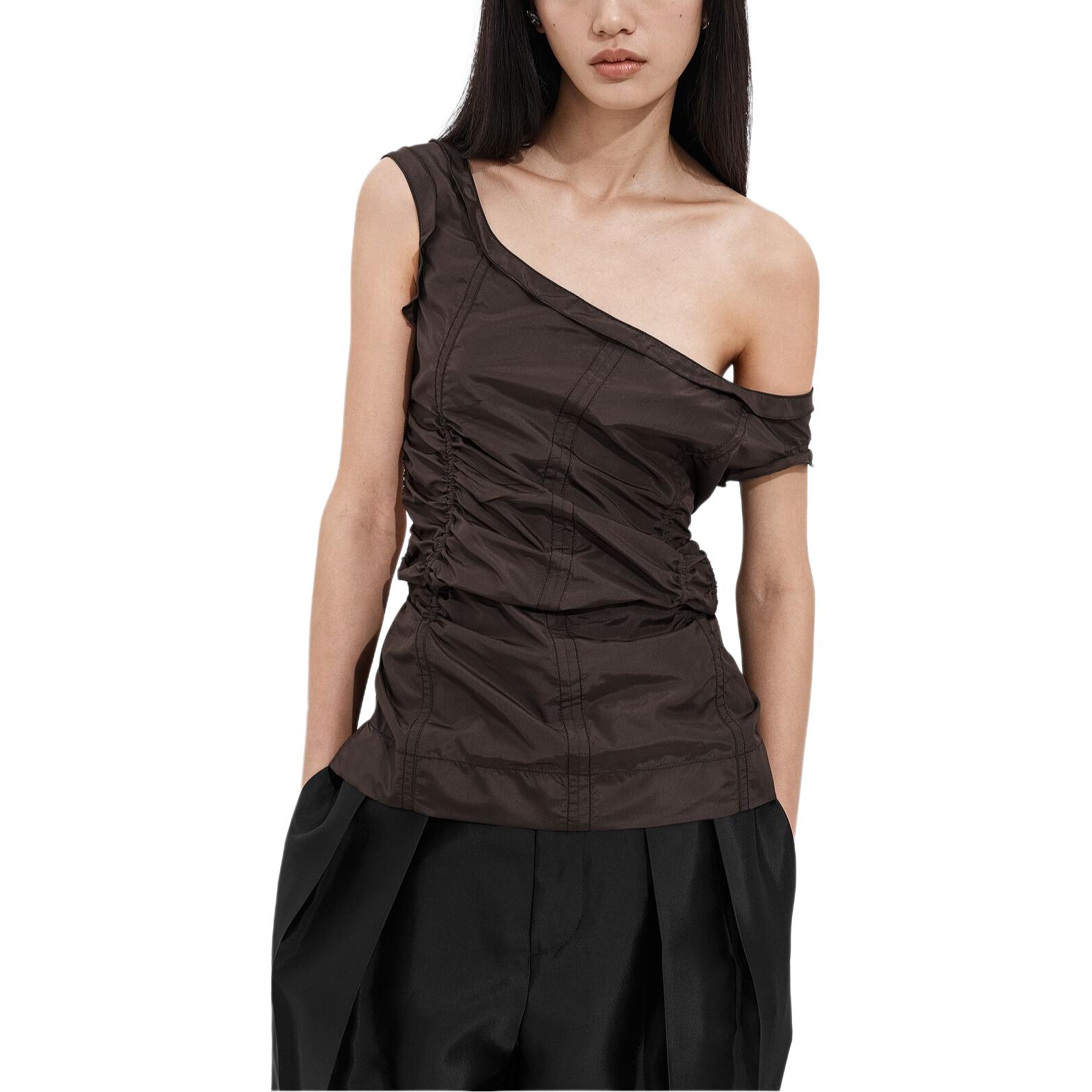 Женская майка Bottega Veneta (темно-коричневая)