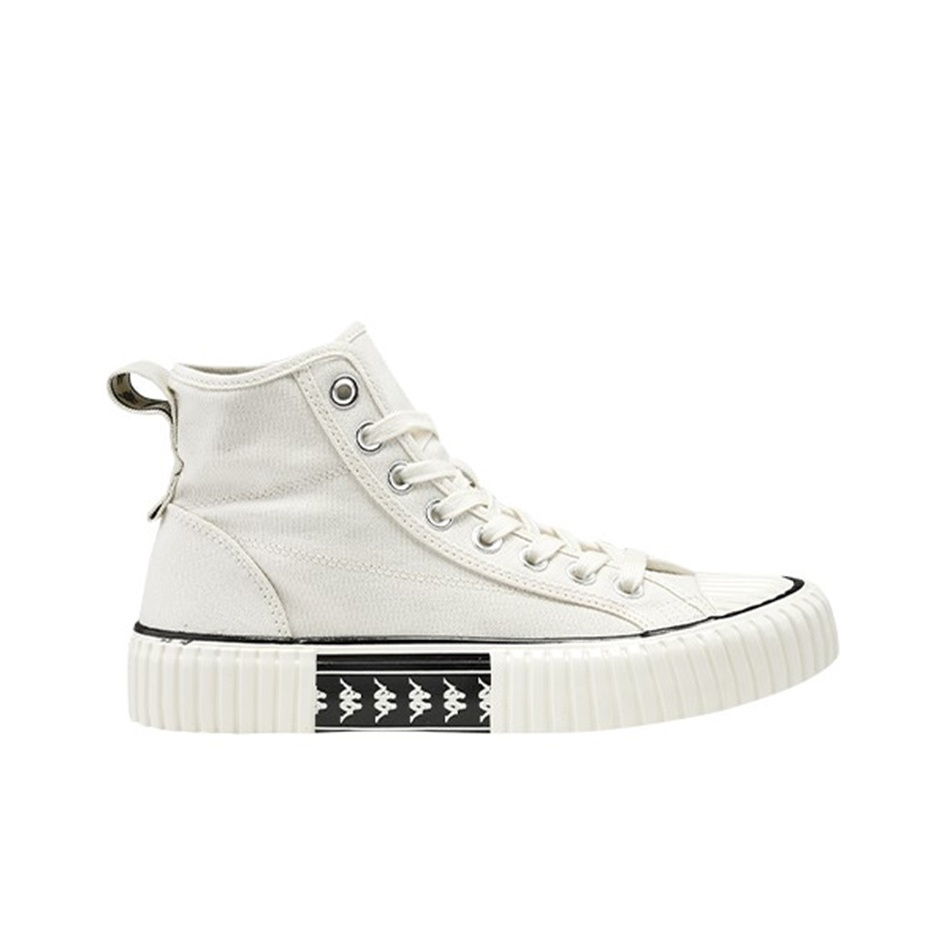 Kappa Slip Resistant Abrasion Resistant High top Canvas Shoes Unisex Heron Feather White