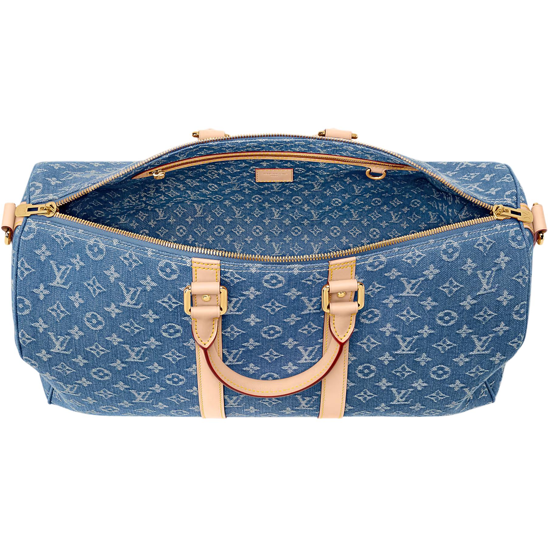 Женская сумка Louis Vuitton keepall Bandoulière 45 (синяя) — фото 3