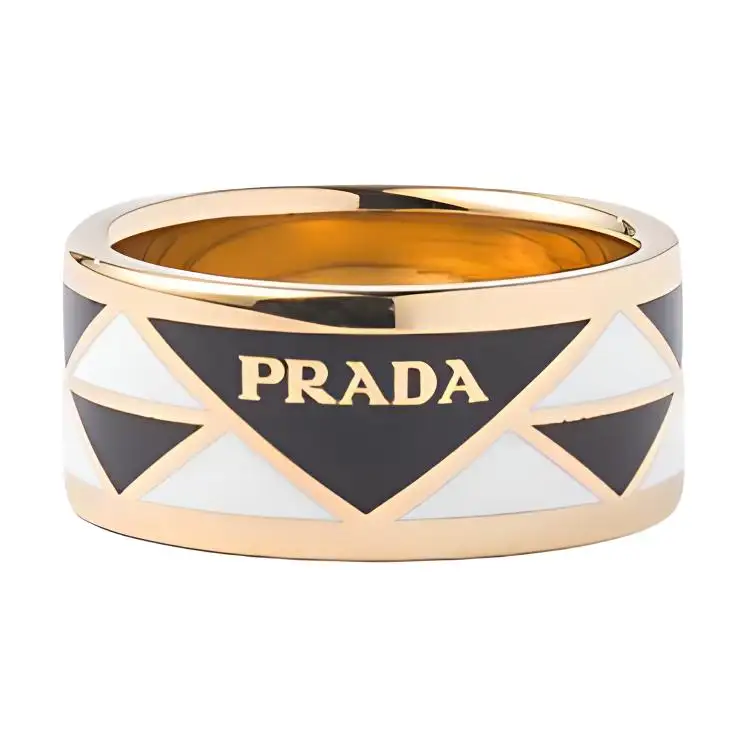 PRADA Metal, Enamel Rings Women's Black