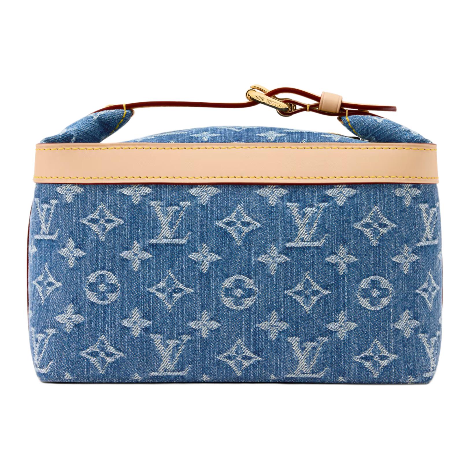 LOUIS VUITTON Cruiser Classic Presbyopia Top Handle Buckle Monogram Denim Toilet Bag Toilet Bag Women's Blue
