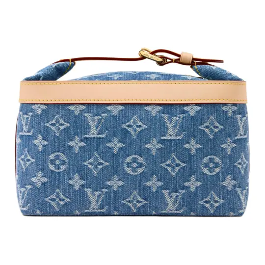 LOUIS VUITTON Cruiser Monogram Denim Fabric Toiletry Bag Toiletry Bag Women's Blue
