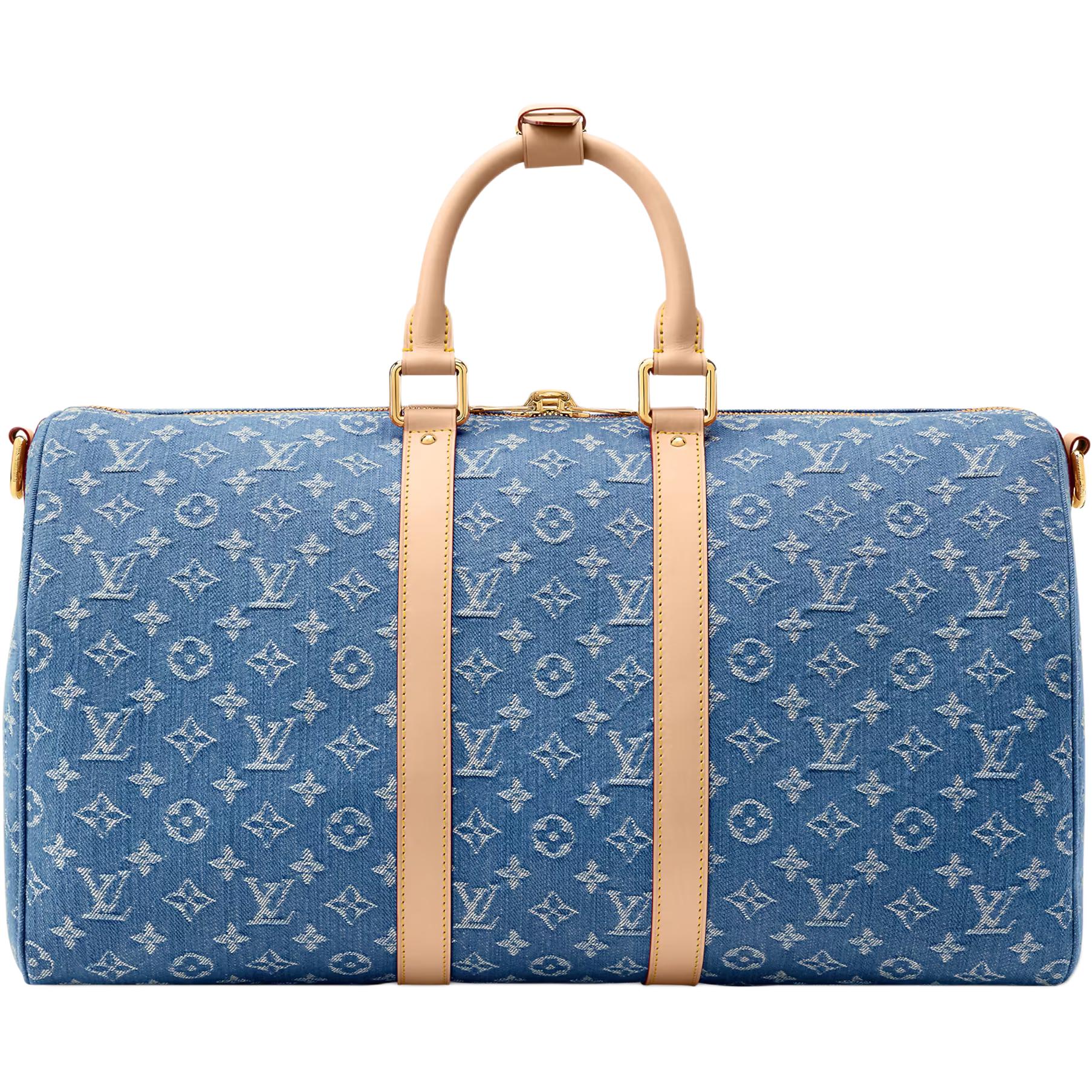 Женская сумка Louis Vuitton keepall Bandoulière 45 (синяя) — фото 2