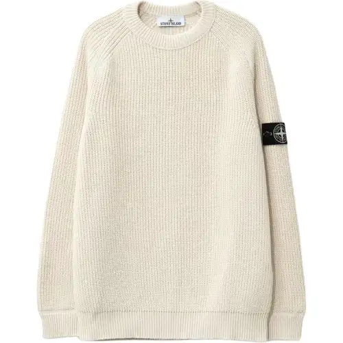 STONE ISLAND Logo Patch Crewneck Knitted Sweater