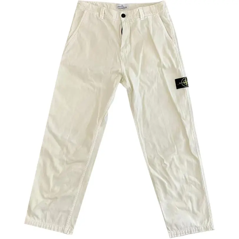 STONE ISLAND Casual Pants Men's Ecru Moderate Straight Fit Pants