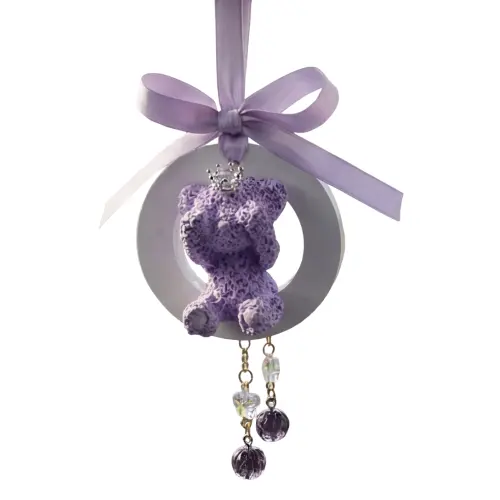 Houmo homooful car bear pendant car diffuser stone pendant purple glass bead decoration car perfume aromatherapy universal