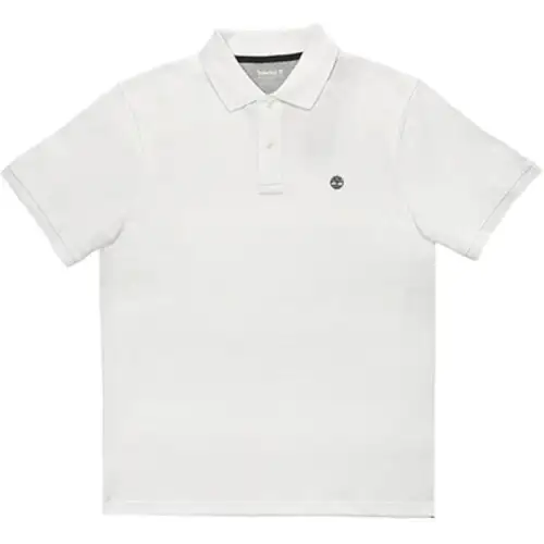 Timberland Polo Shirts Men's White Polo Collar Moderate Straight Fit