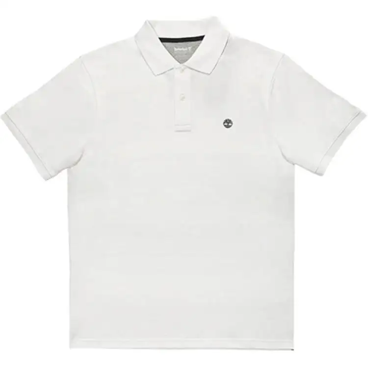 Timberland Polo Shirts Men's White Polo Collar Moderate Straight Fit