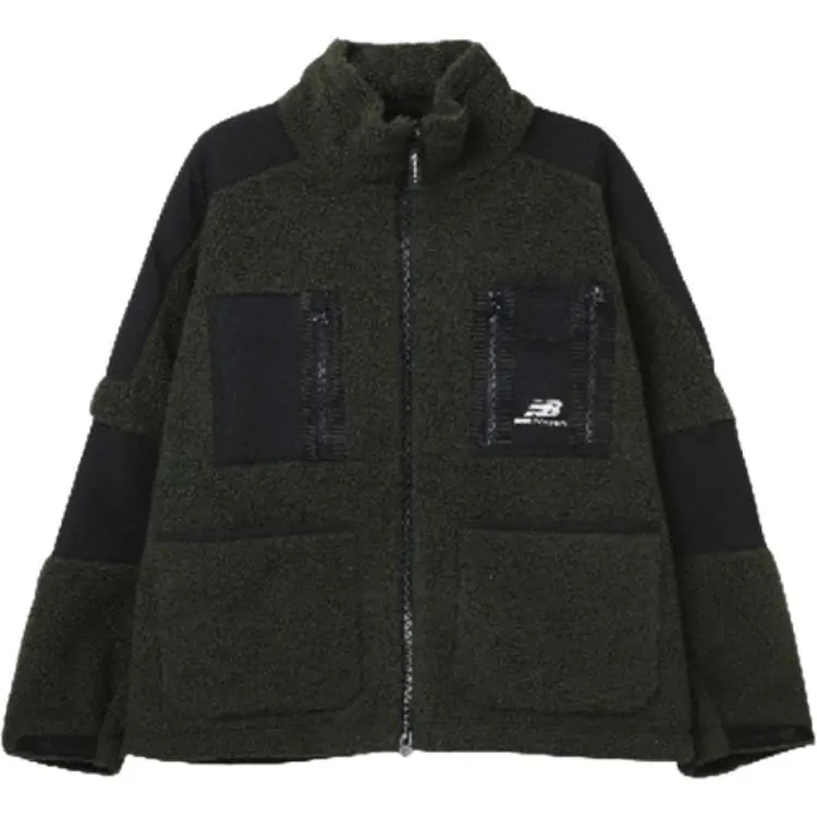 New Balance Velvet Jackets Men's Army Green Stand Collar Moderate