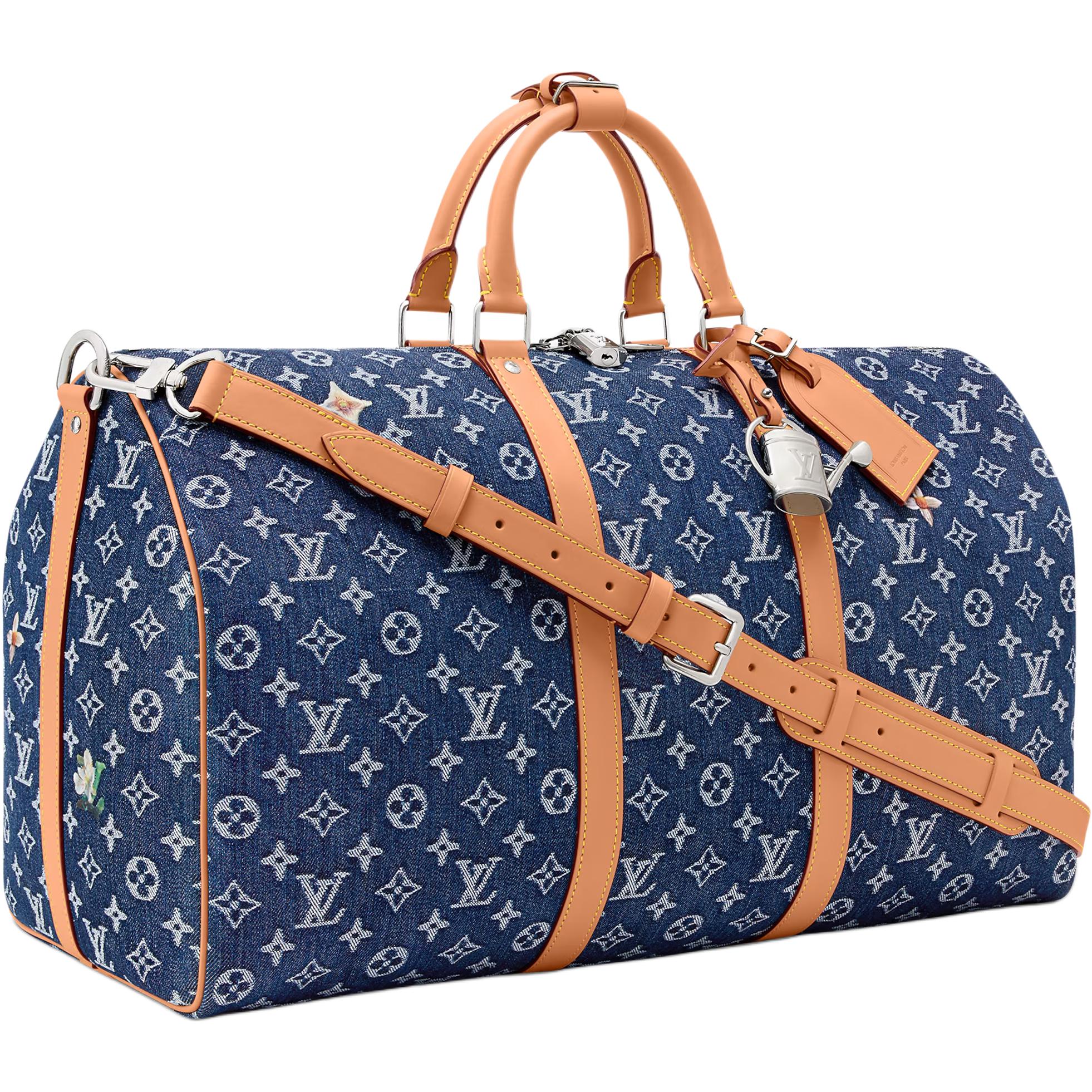 Мужская сумка Louis Vuitton keepall BANDOULIÈRE 50 (синяя) — фото 2