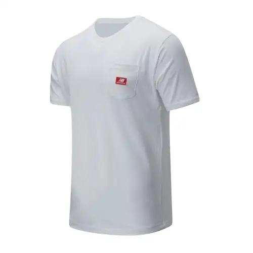 New Balance T Shirts Men's White Crew Neck Moderate Straight Fit