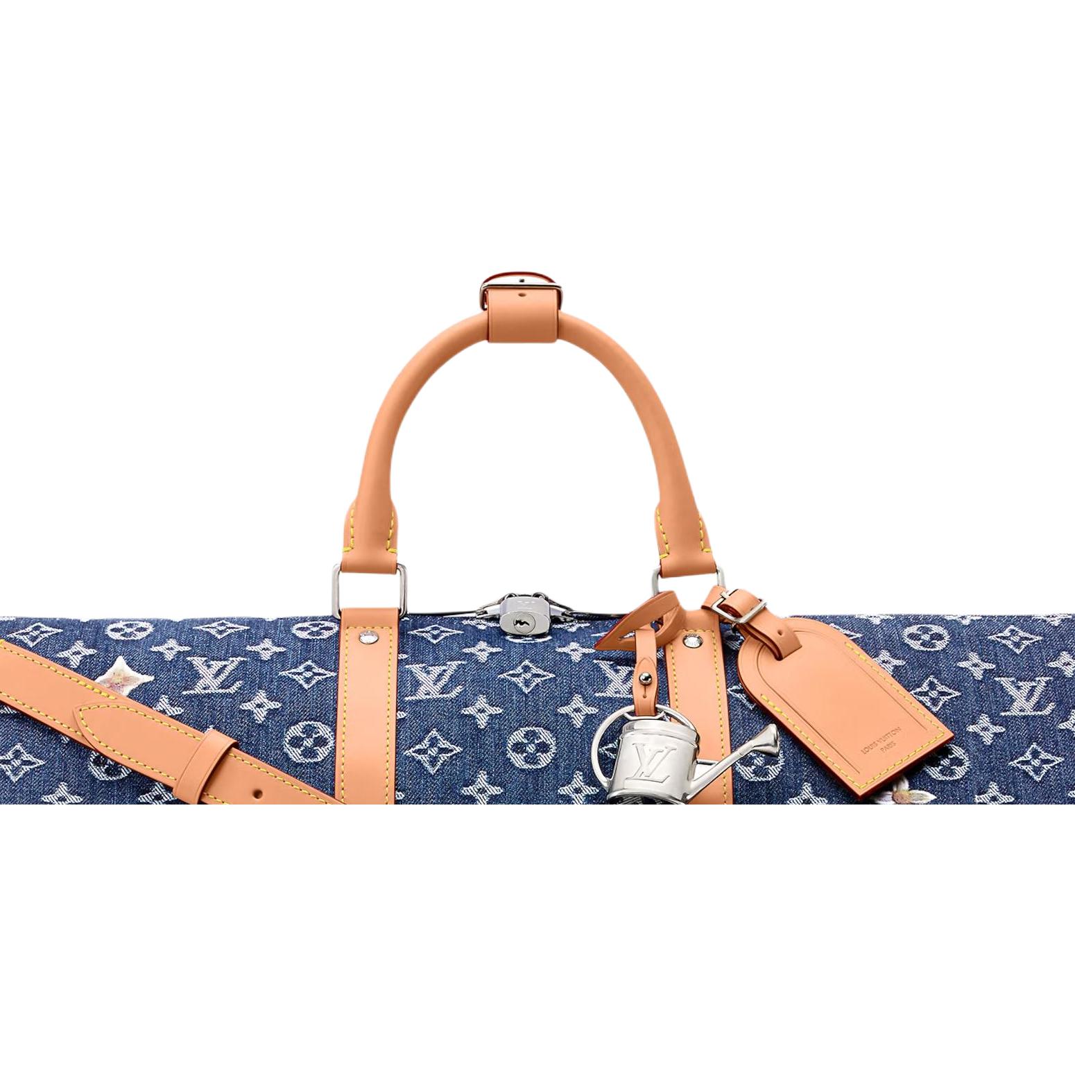 Мужская сумка Louis Vuitton keepall BANDOULIÈRE 50 (синяя) — фото 5