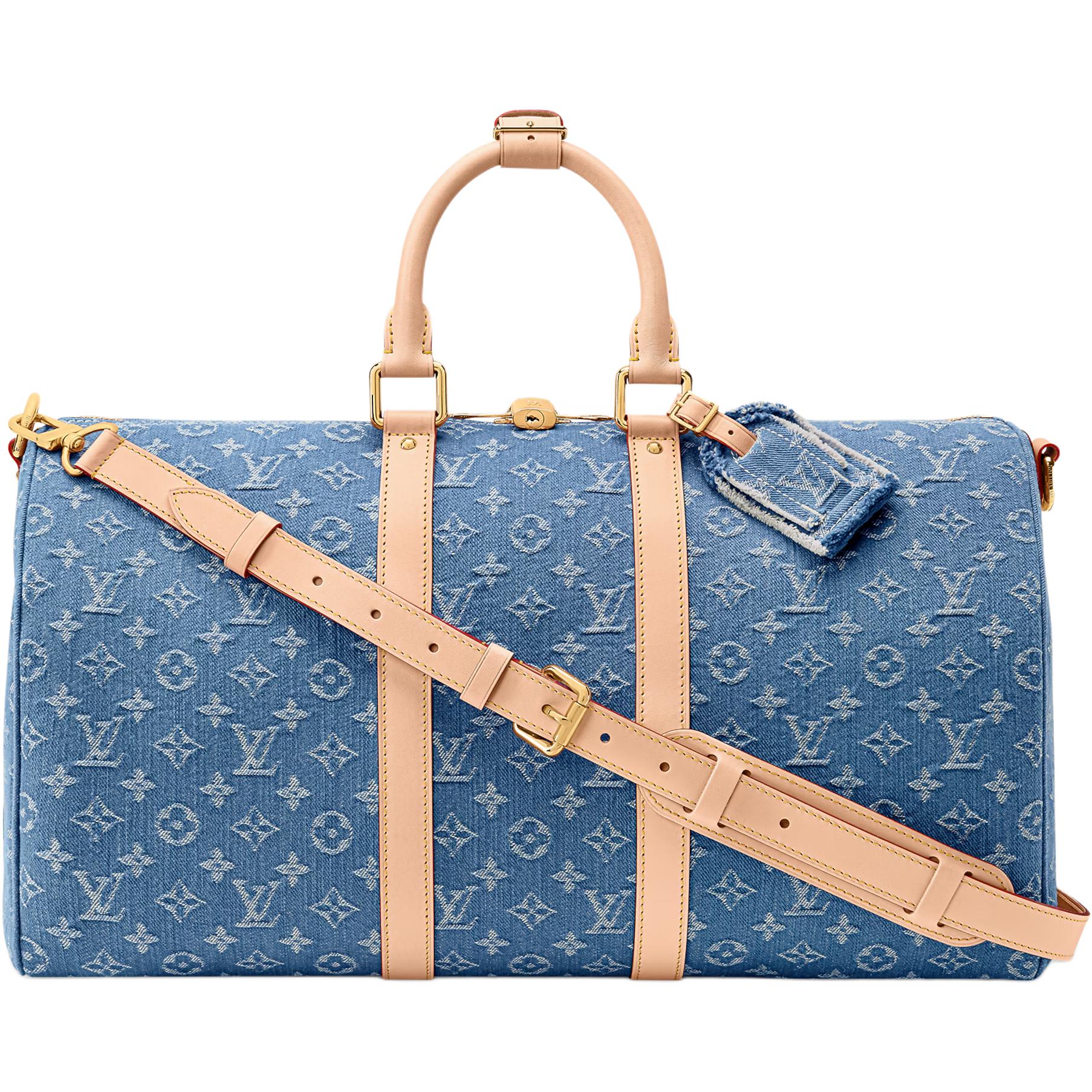 Женская сумка Louis Vuitton keepall Bandoulière 45 (синяя)