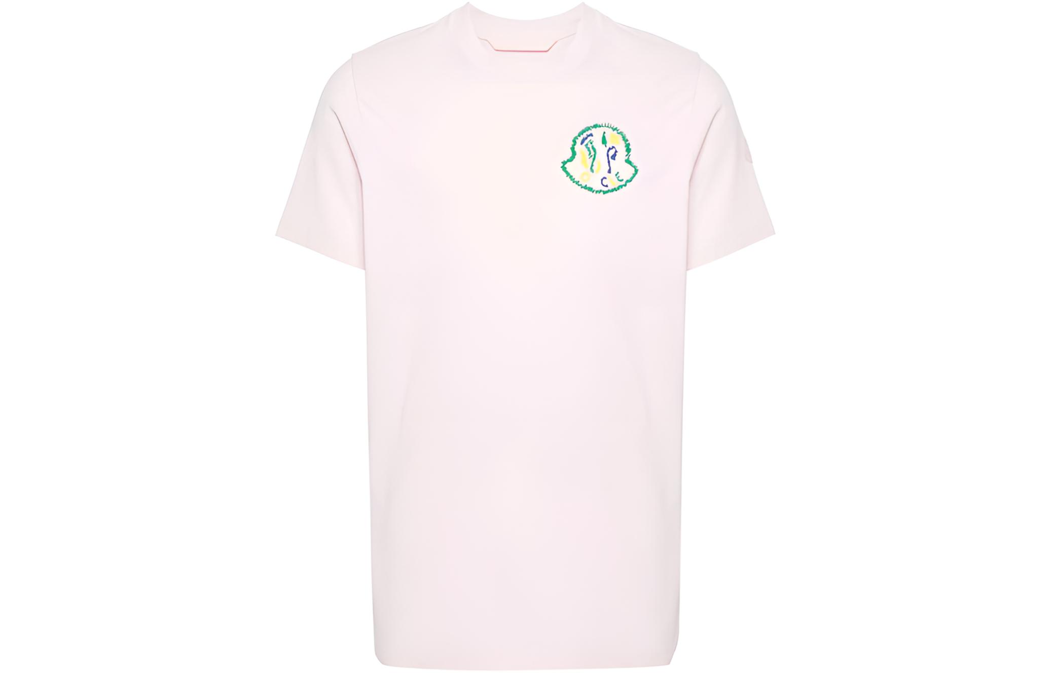 Мужская футболка Moncler однотонная (розовая)