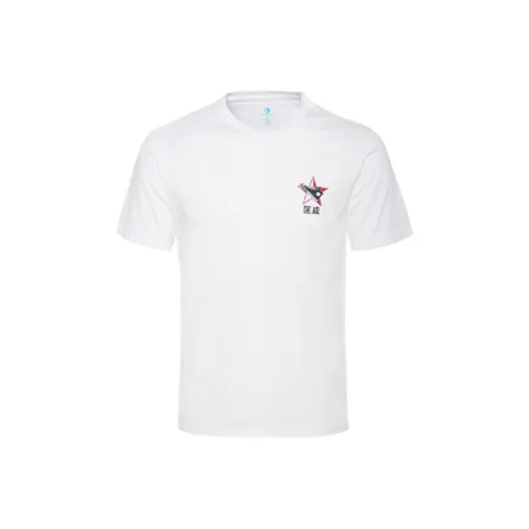 Converse T-Shirts Men's White Crew Neck Moderate Straight Fit