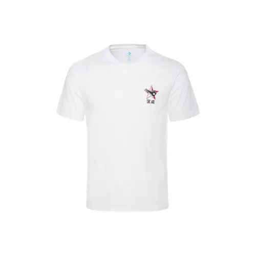Converse T Shirts Men's White Crew Neck Moderate Straight Fit