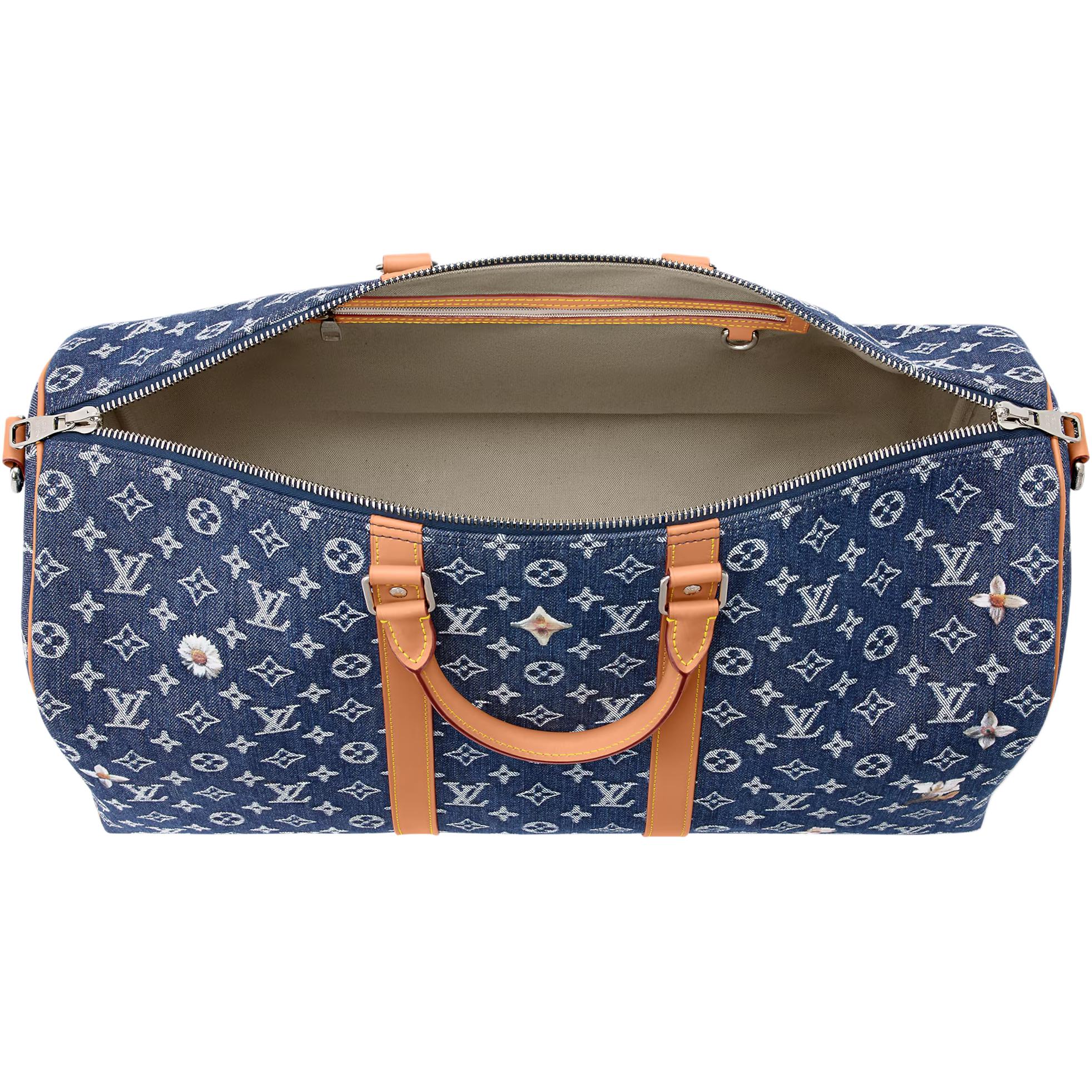 Мужская сумка Louis Vuitton keepall BANDOULIÈRE 50 (синяя) — фото 4