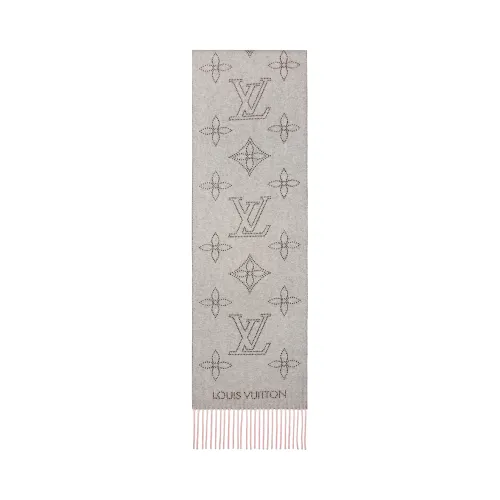 LOUIS VUITTON Mulberry Silk Cashmere Sheep Wool Knit Scarves Women's Pink