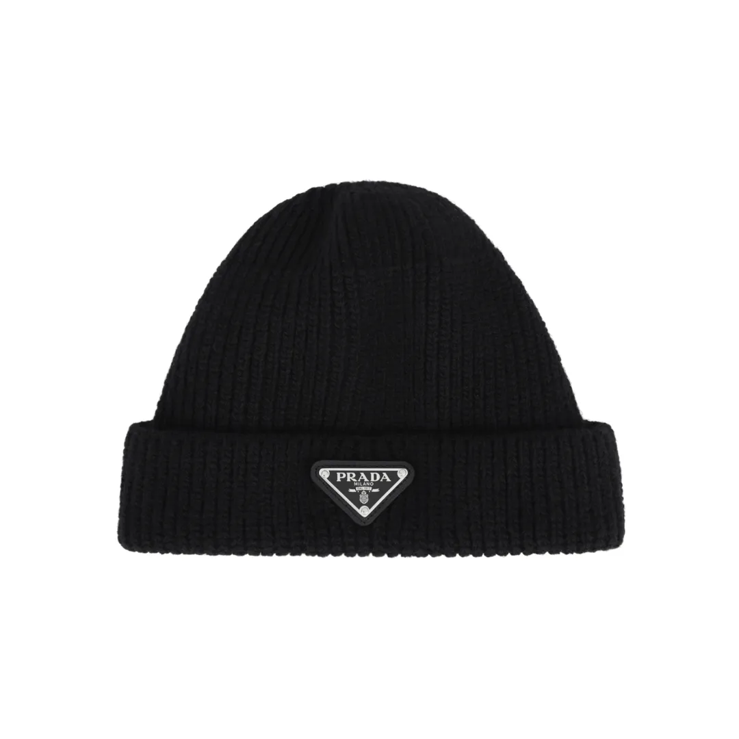 PRADA Triangle Logo Beanie