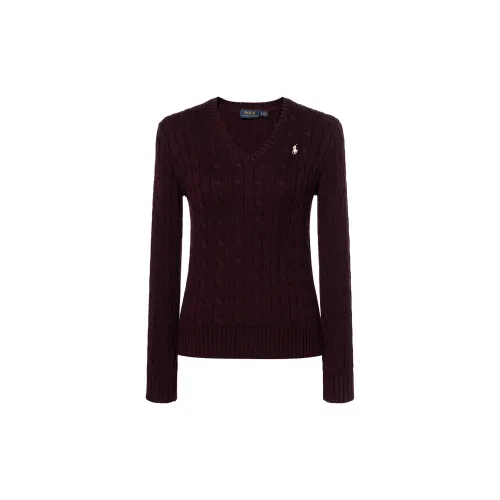 Polo Ralph Lauren Pony, long-sleeve, classic red sweater, with embroidery, V-neckline