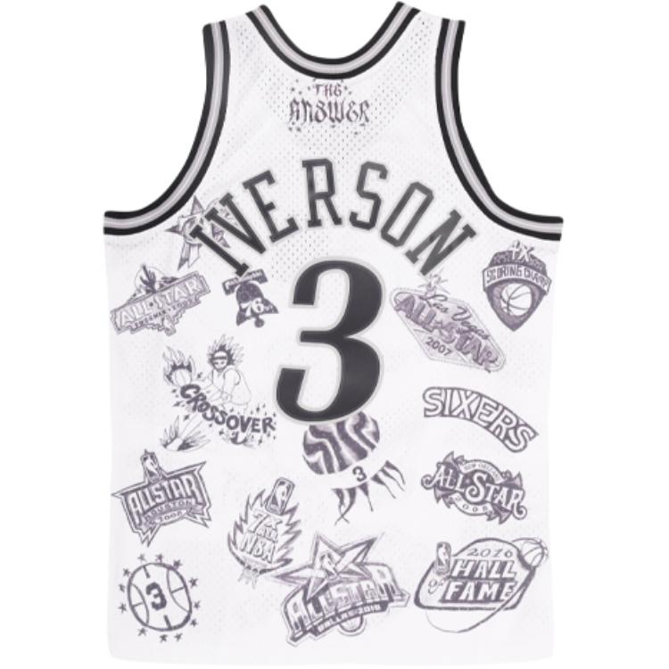 Mitchell Ness Basketball Jerseys Unisex White Moderate Bib & Brace