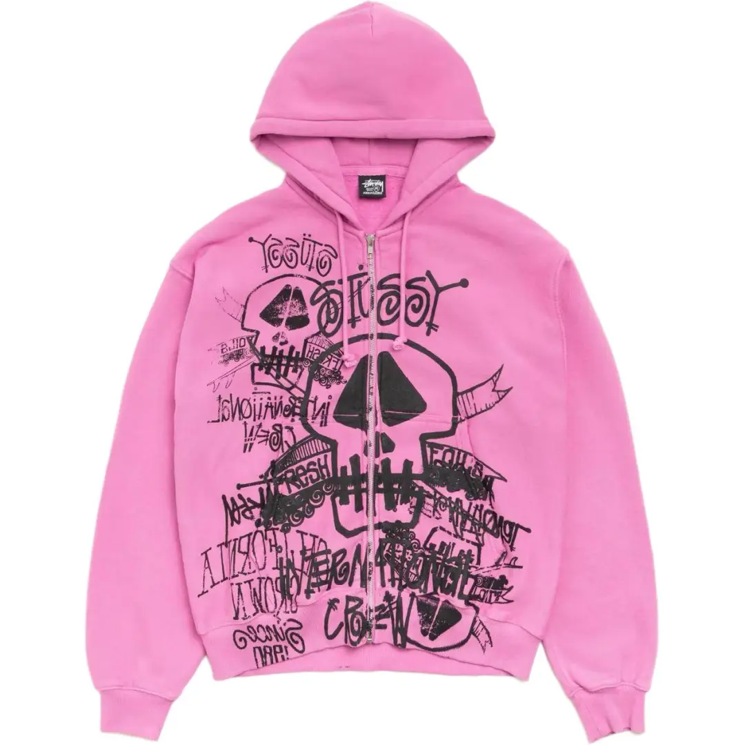 Stussy SS26 SKULLS ZIP HOODIE PIGMENT DYED Sweatshirt Unisex