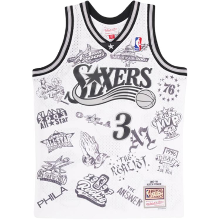 Mitchell Ness Basketball Jerseys Unisex White Moderate Bib & Brace