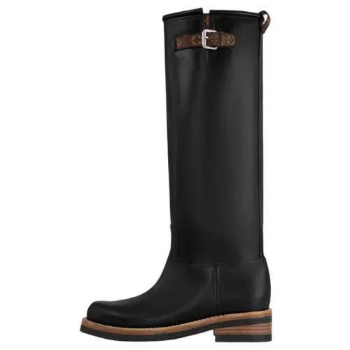LOUIS VUITTON Biker 2025 Early Spring Women's Apparel Collection Cow Leather Knee high Boots Women's Black