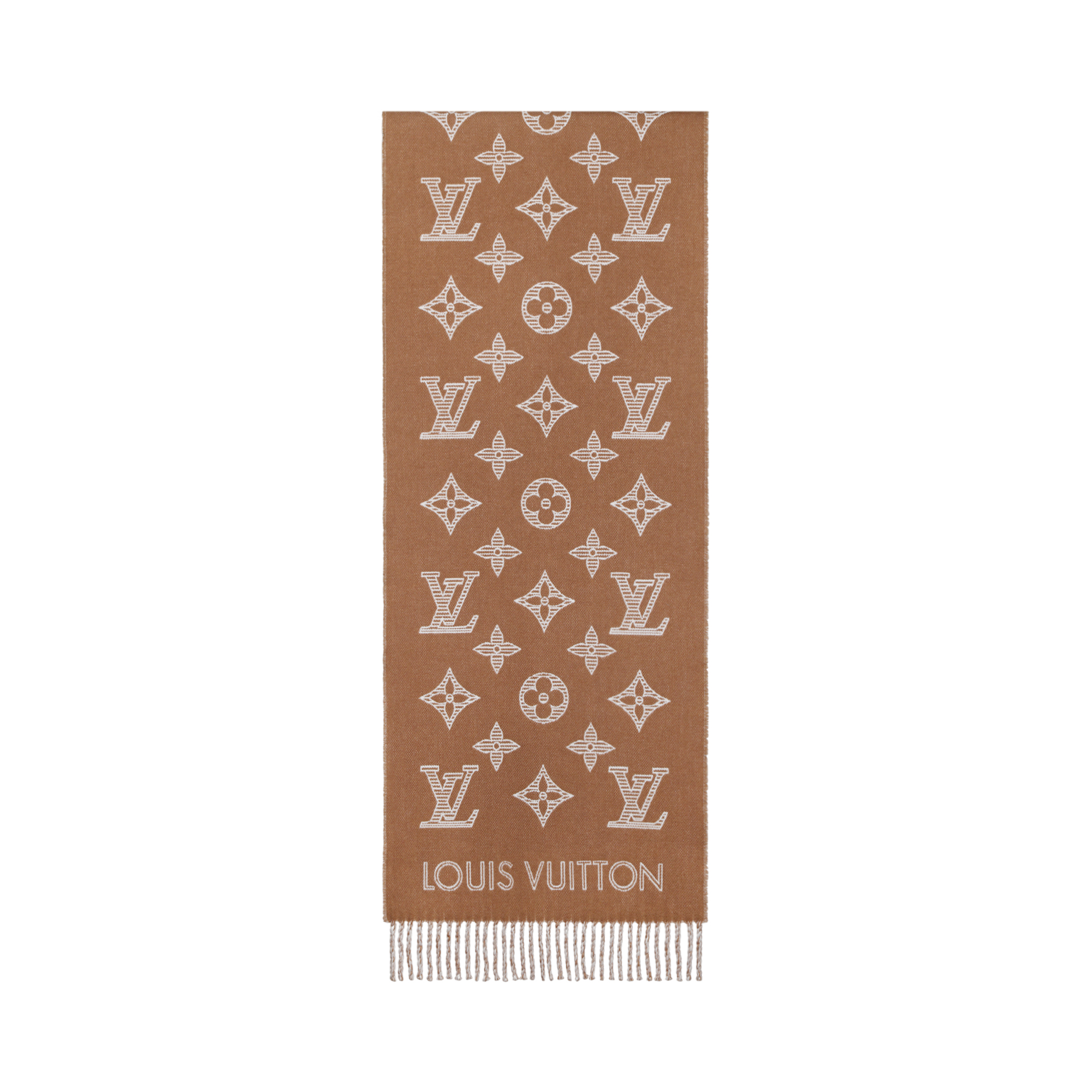 Мужской шарф Louis Vuitton Monogram SHADOW Logo (коричневый)
