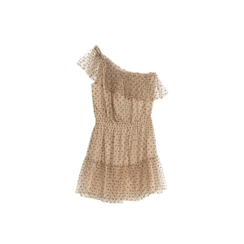 GUCCI Polka Dot Sleeveless Tulle Dress Beige/Black
