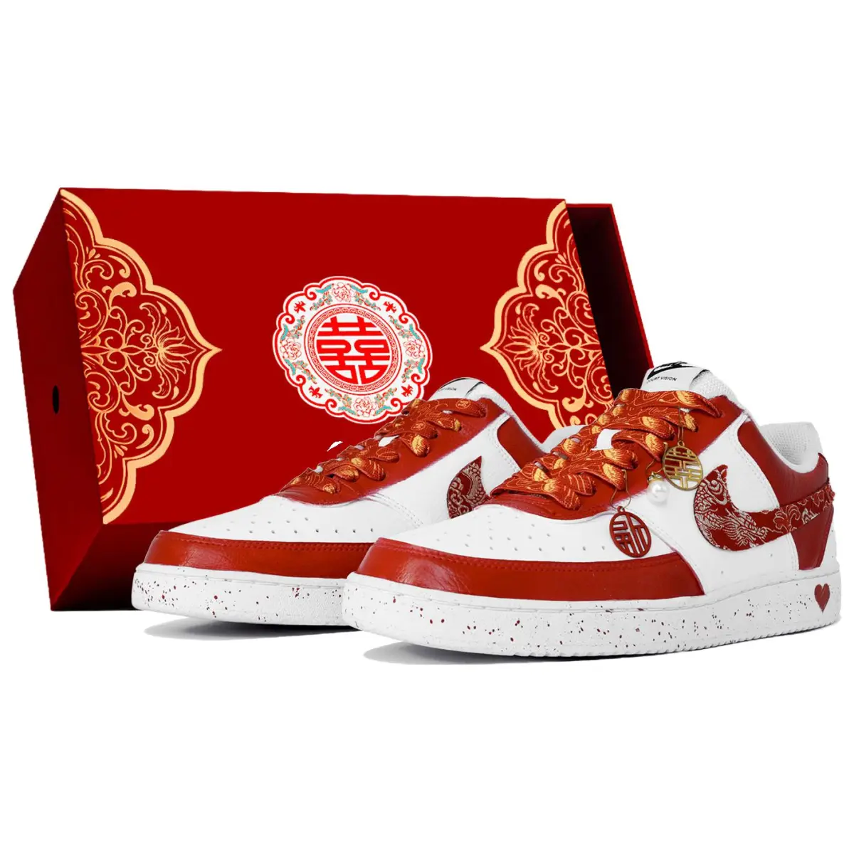 Nike Court Vision 1 Kaleidoscope, Double Happiness, Box Slip-Resistant Cushioning Abrasion-Resistant Low-top