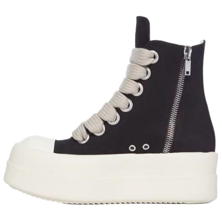 Женские кеды Rick Rick Owens DRKSHDW Mega Bumper Jumbolace 6.5cm (черно-белые)