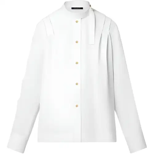 LOUIS VUITTON Pleat Shoulder Cotton Poplin Shirt